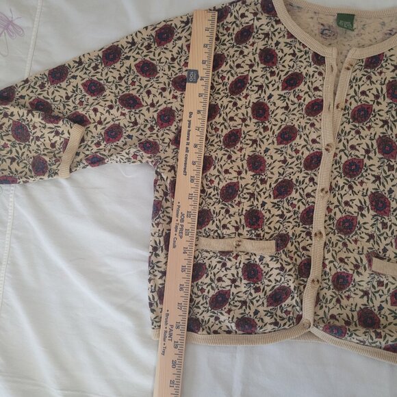 Vintage Blue Red Flowers Cardigan Sweater Outback Red The Limited Size M 1980's - Picture 12 of 15